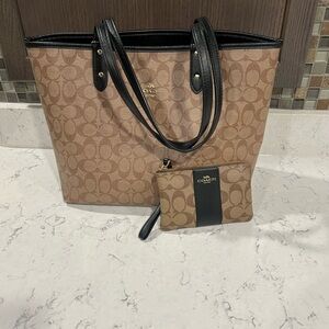 Reversible Coach Tote with Matching Wristlet